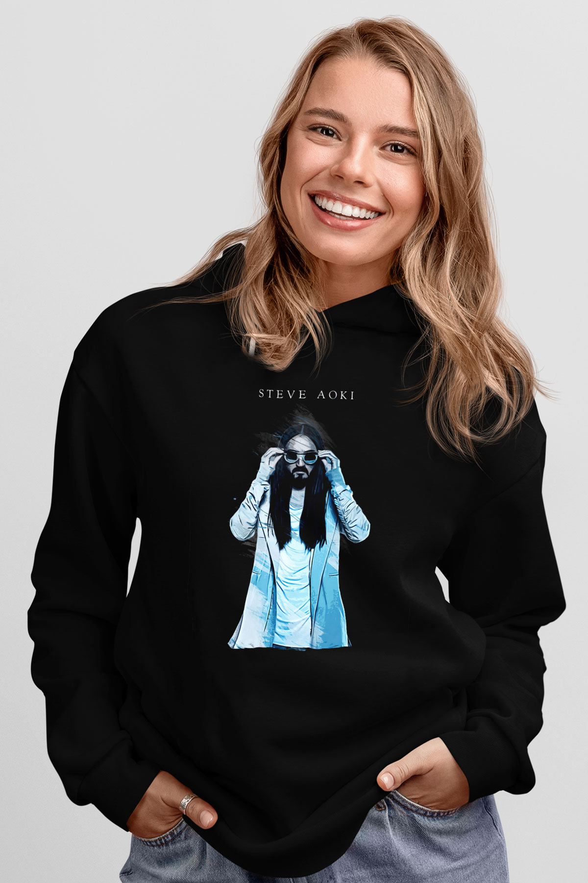 Steve Aoki Siyah Unisex Kapüşonlu Sweatshirt