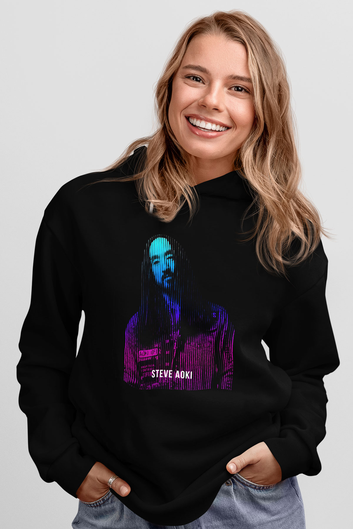 Steve Aoki Siyah Unisex Kapüşonlu Sweatshirt