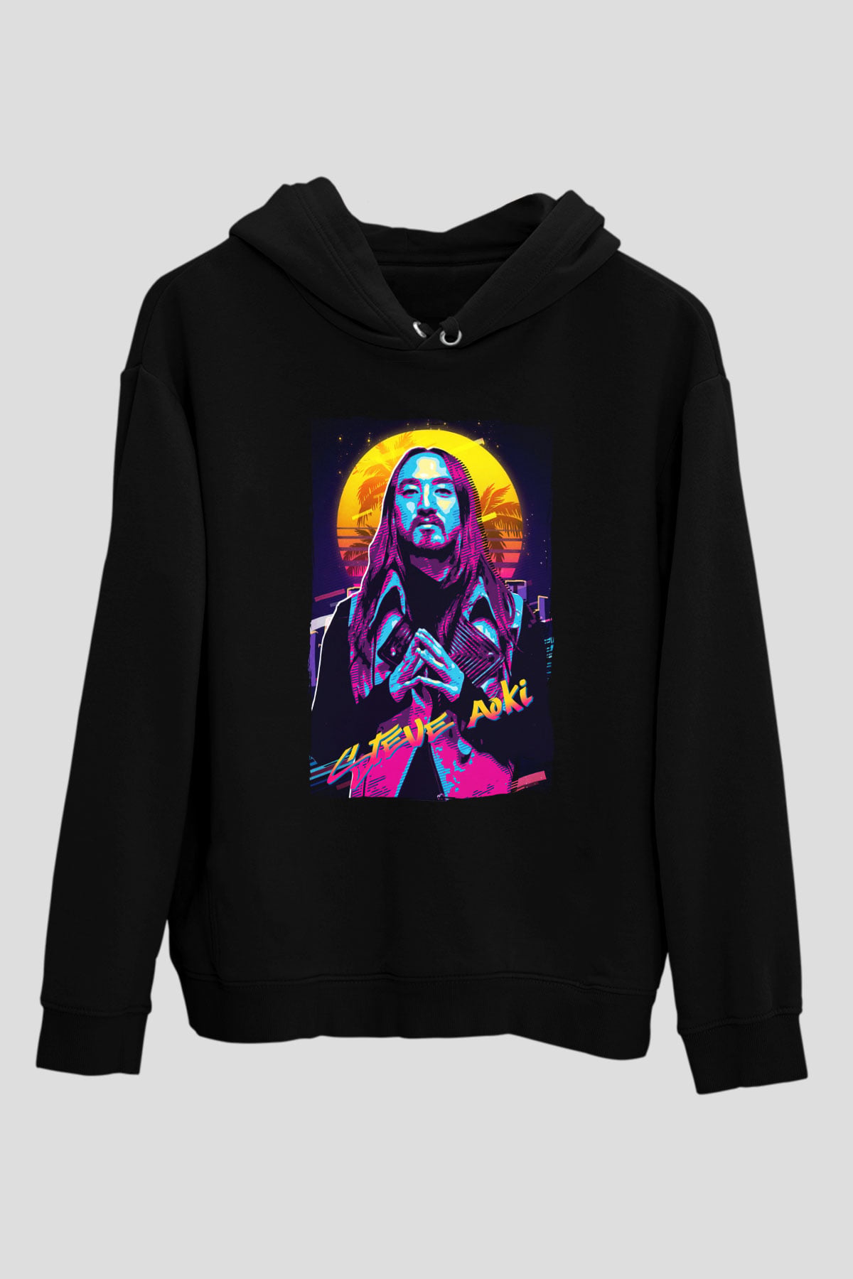 Steve Aoki Siyah Unisex Kapüşonlu Sweatshirt