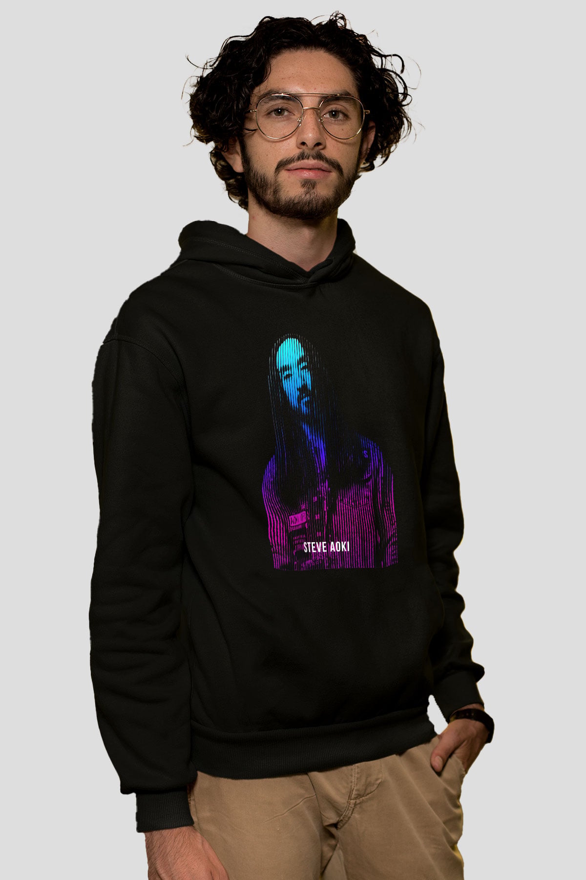 Steve Aoki Siyah Unisex Kapüşonlu Sweatshirt