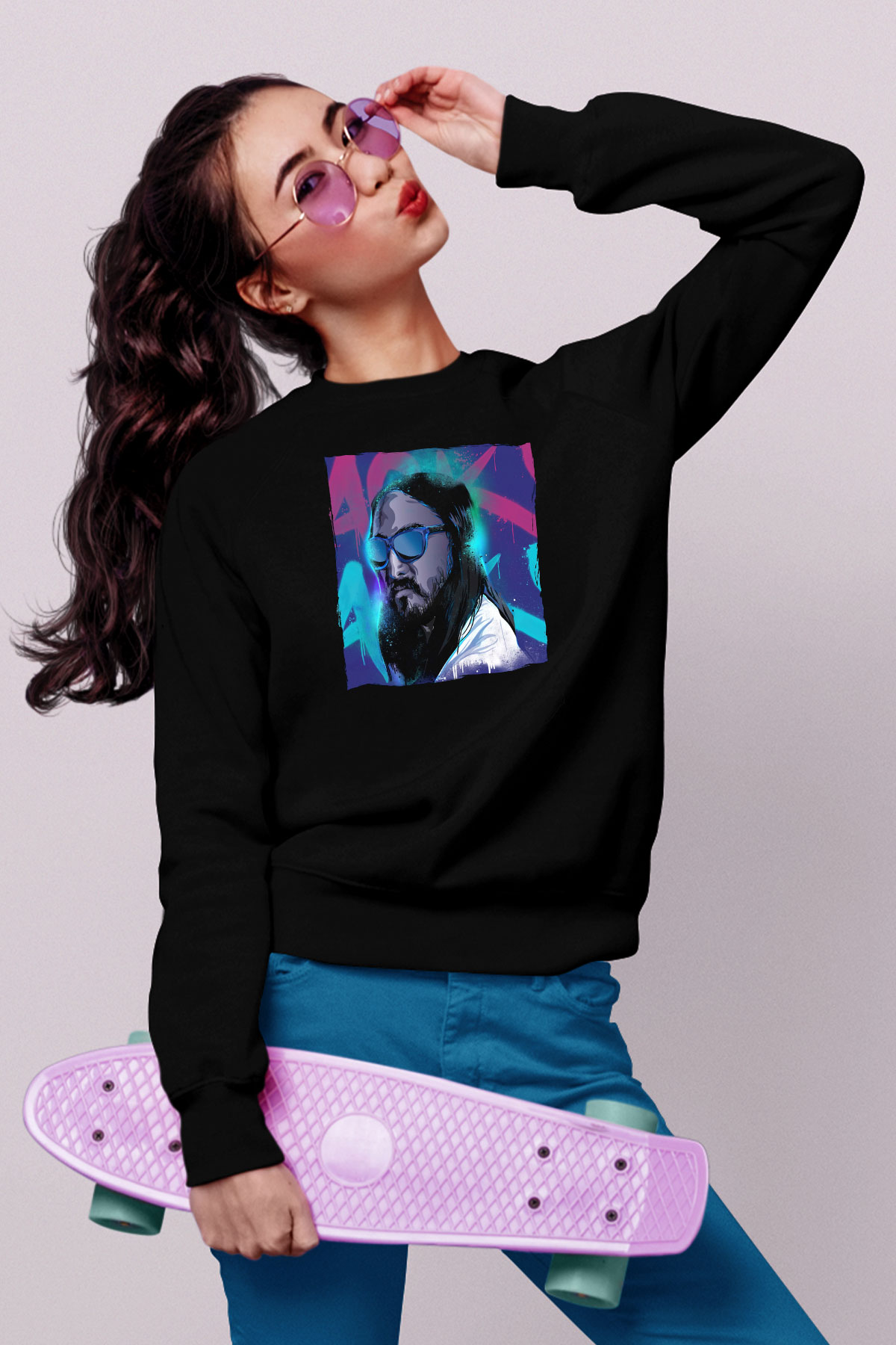 Steve Aoki Siyah Unisex Sweatshirt