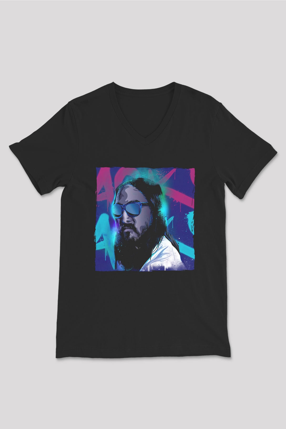 Steve Aoki Siyah Unisex V Yaka Tişört