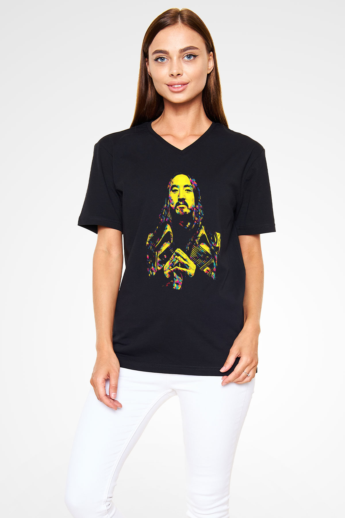 Steve Aoki Siyah Unisex V Yaka Tişört