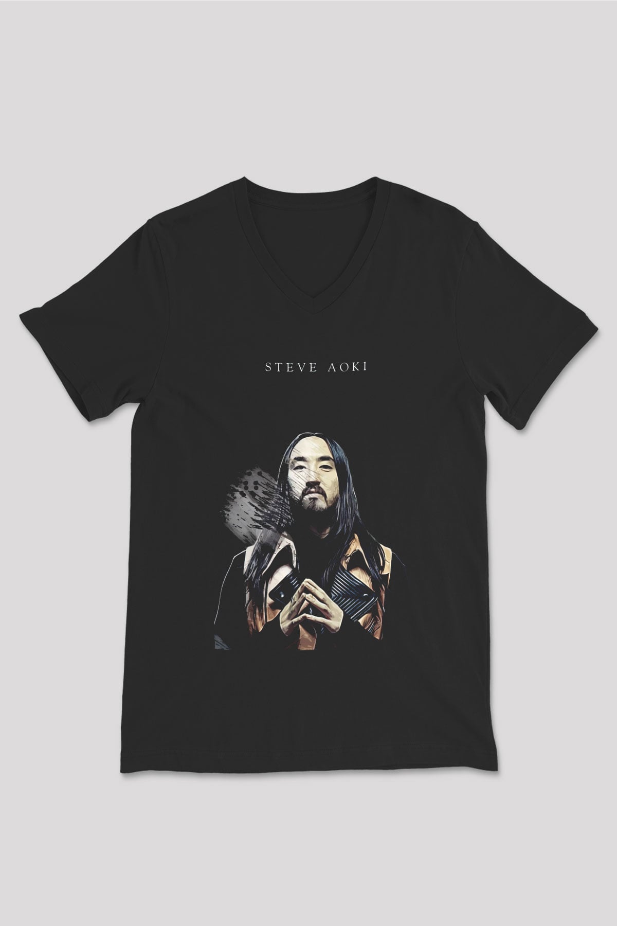Steve Aoki Siyah Unisex V Yaka Tişört