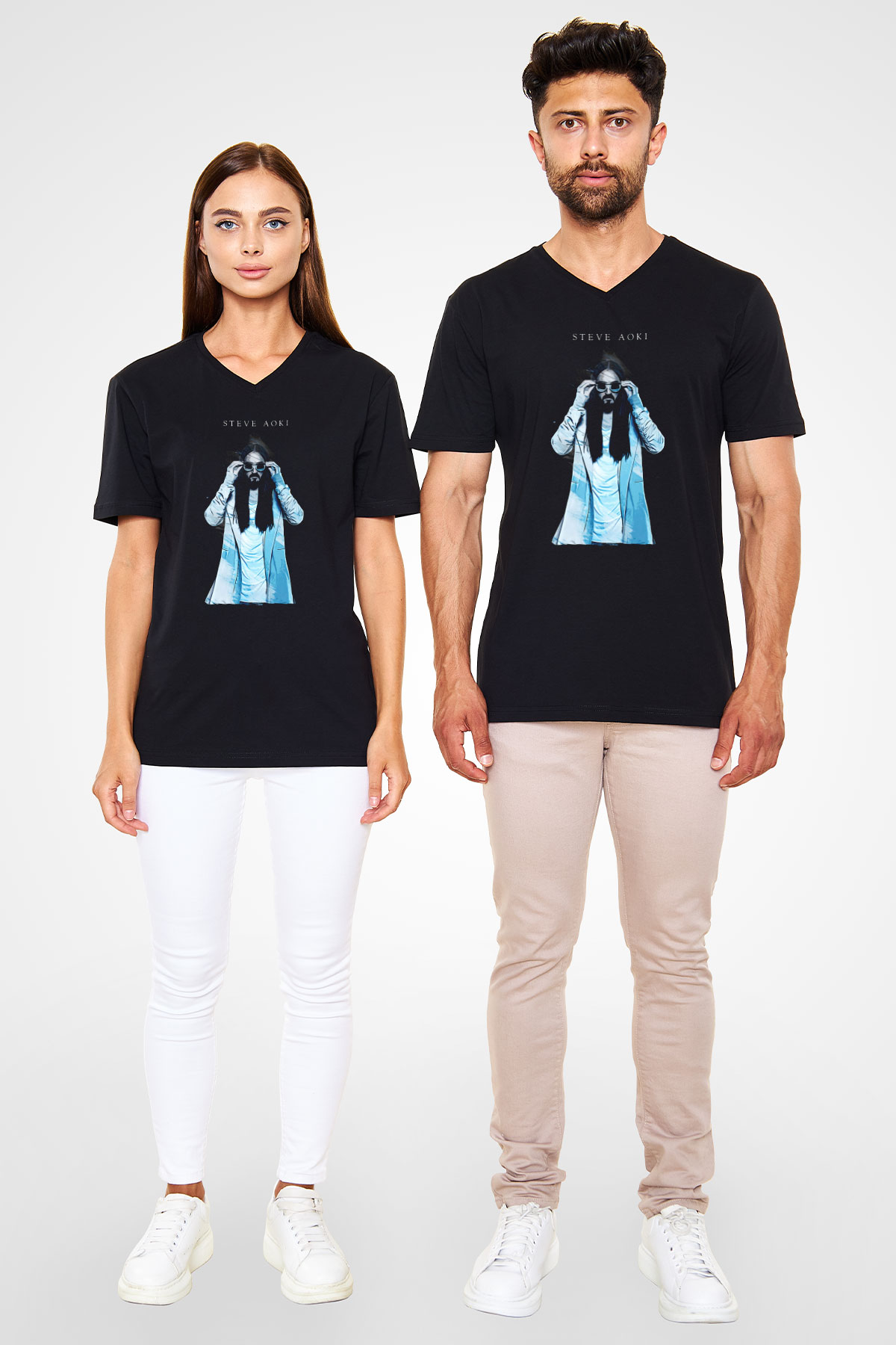 Steve Aoki Siyah Unisex V Yaka Tişört
