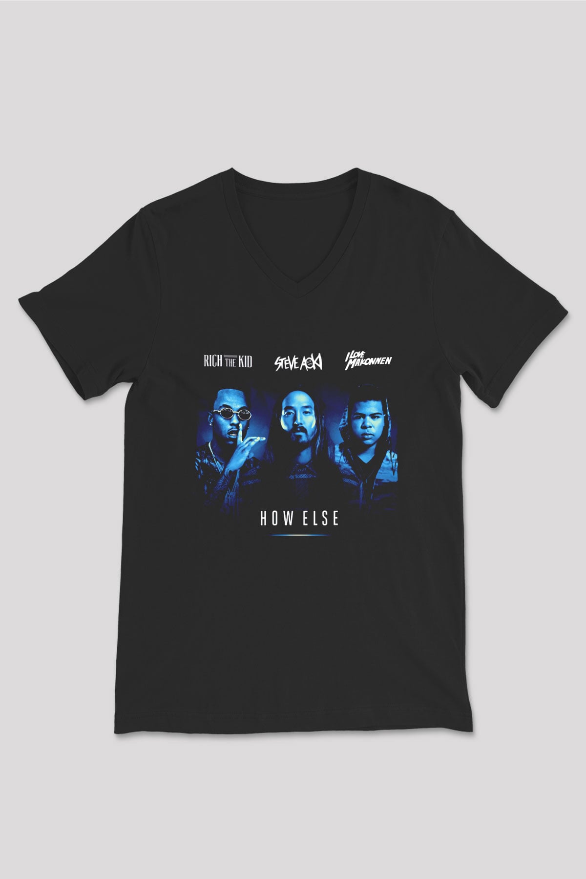 Steve Aoki Siyah Unisex V Yaka Tişört