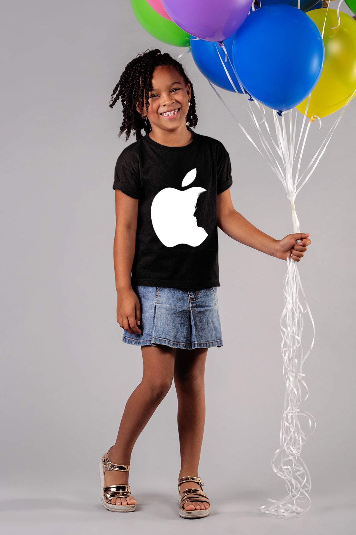 Steve Jobs Baskılı Siyah Unisex Çocuk Tişört