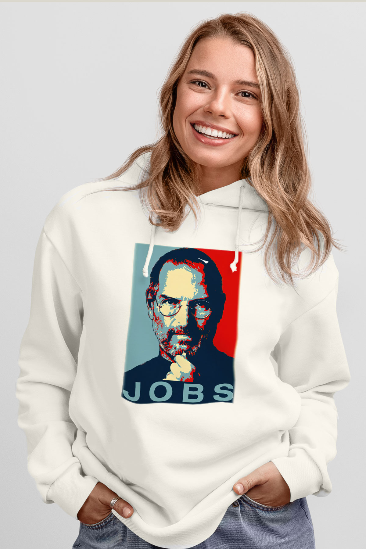 Steve Jobs Beyaz Unisex Kapşonlu Sweatshirt