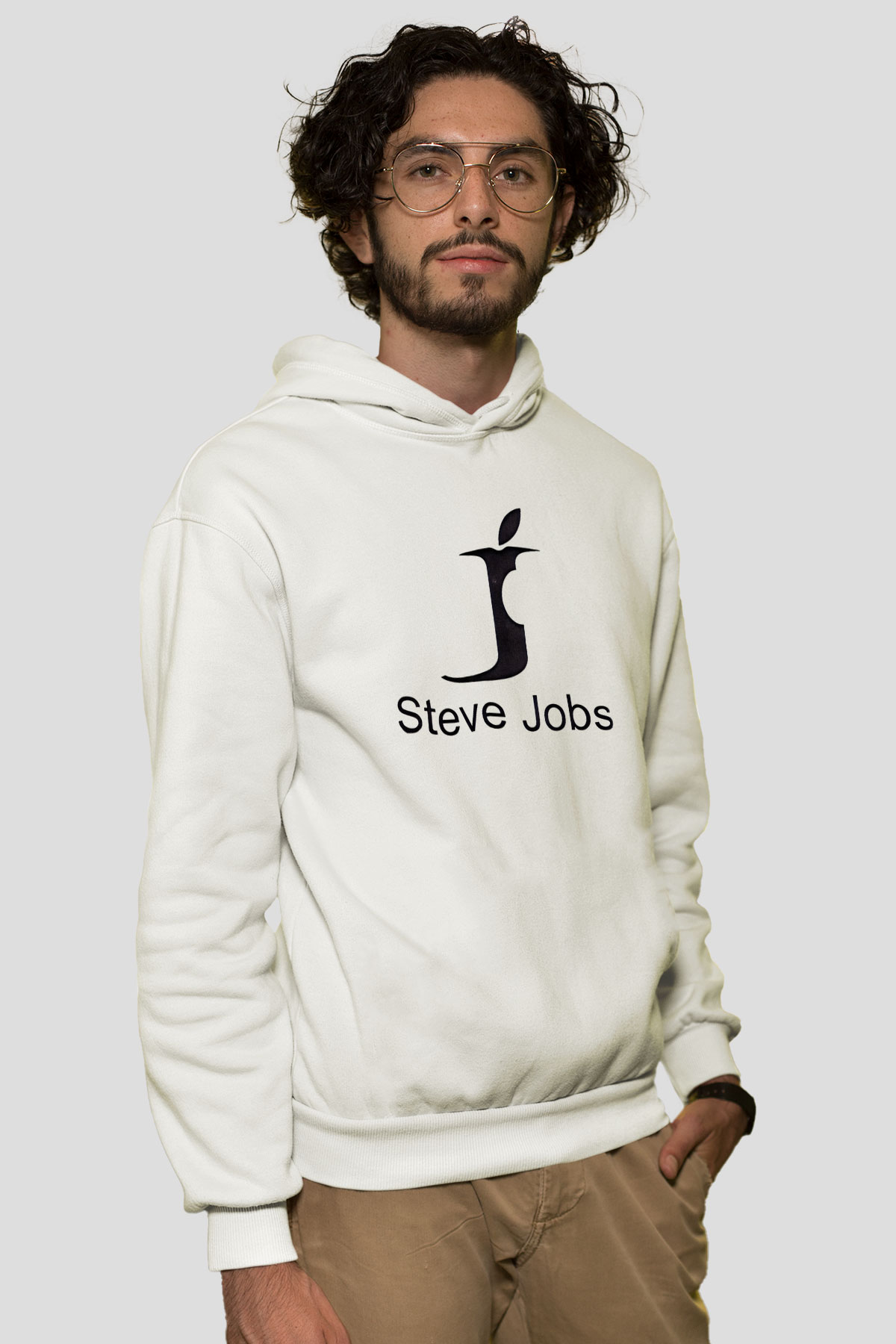 Steve Jobs Beyaz Unisex Kapşonlu Sweatshirt