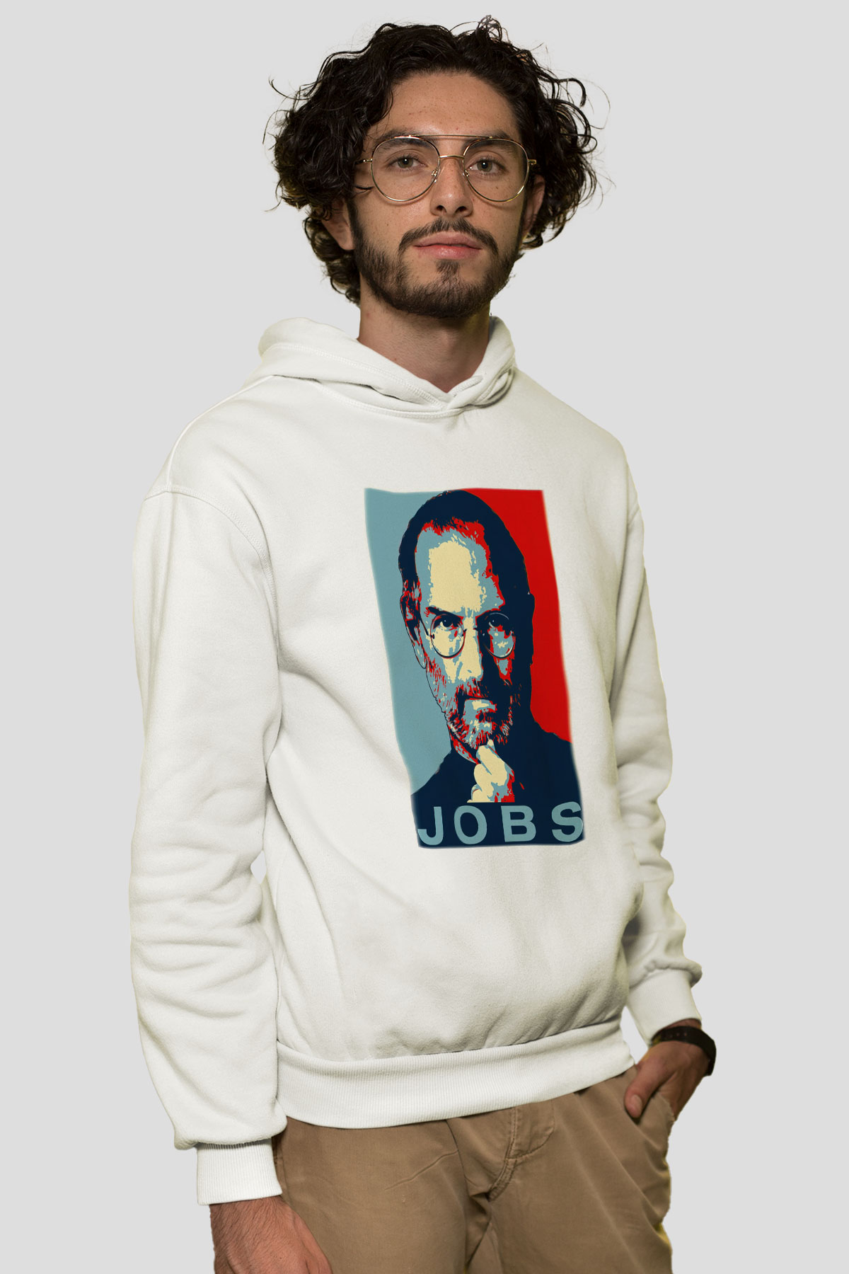 Steve Jobs Beyaz Unisex Kapşonlu Sweatshirt