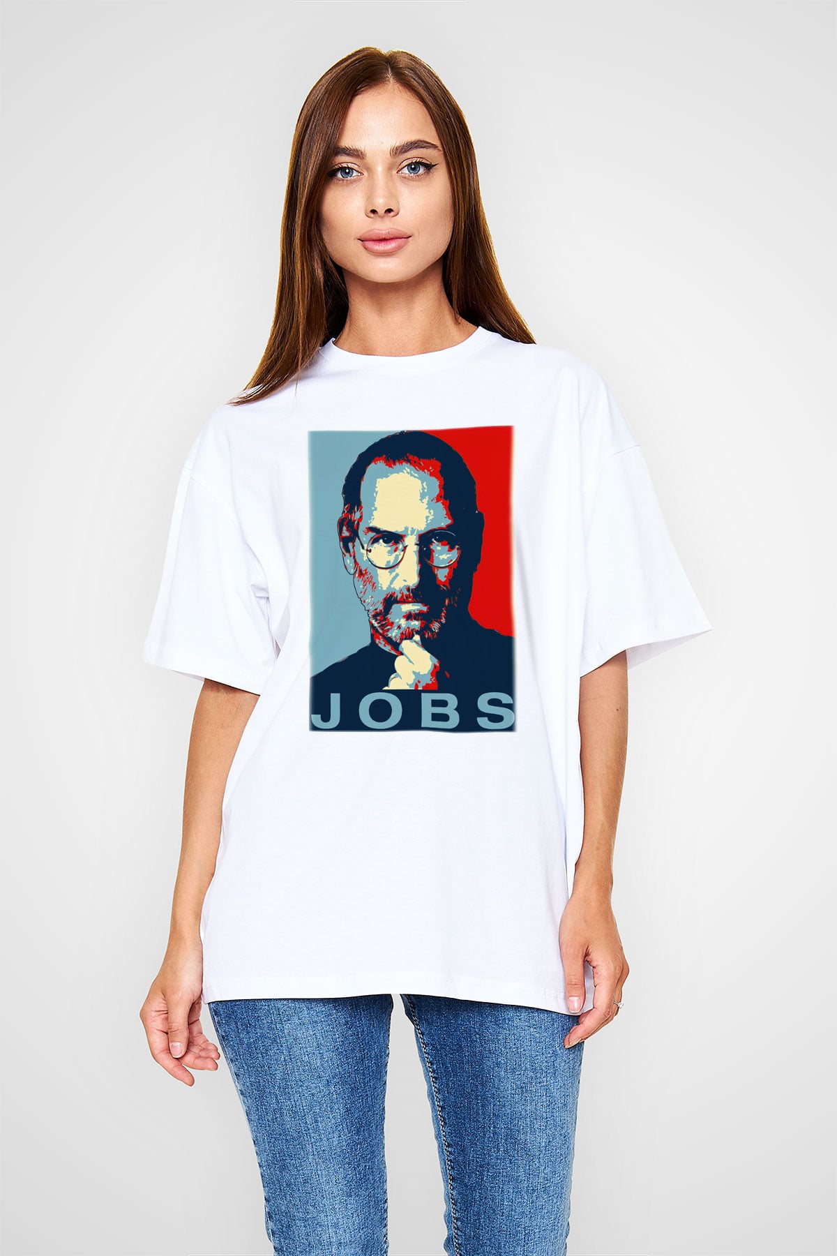 Steve Jobs Beyaz Unisex Oversize Tişört T-Shirt