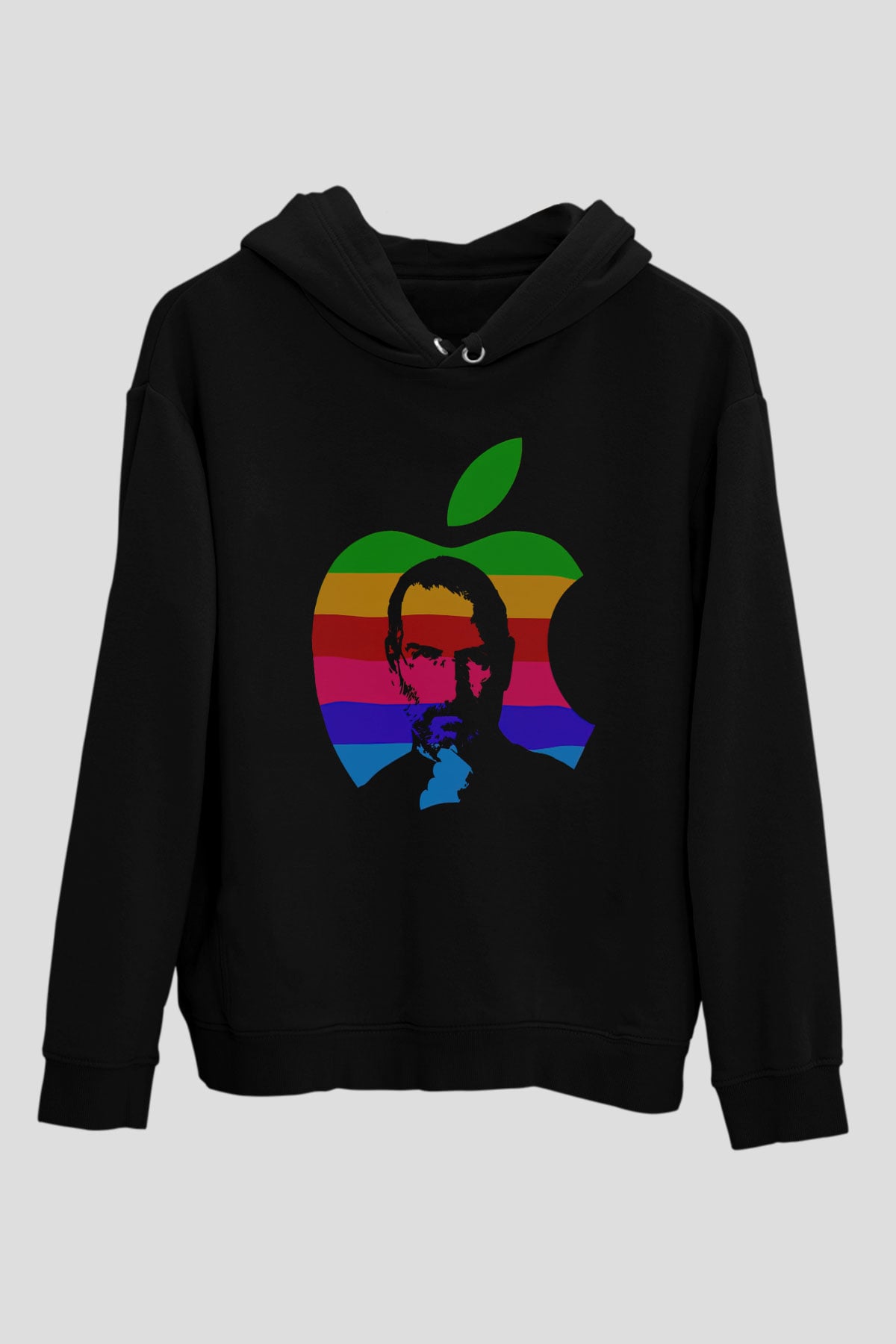 Steve Jobs Siyah Unisex Kapüşonlu Sweatshirt