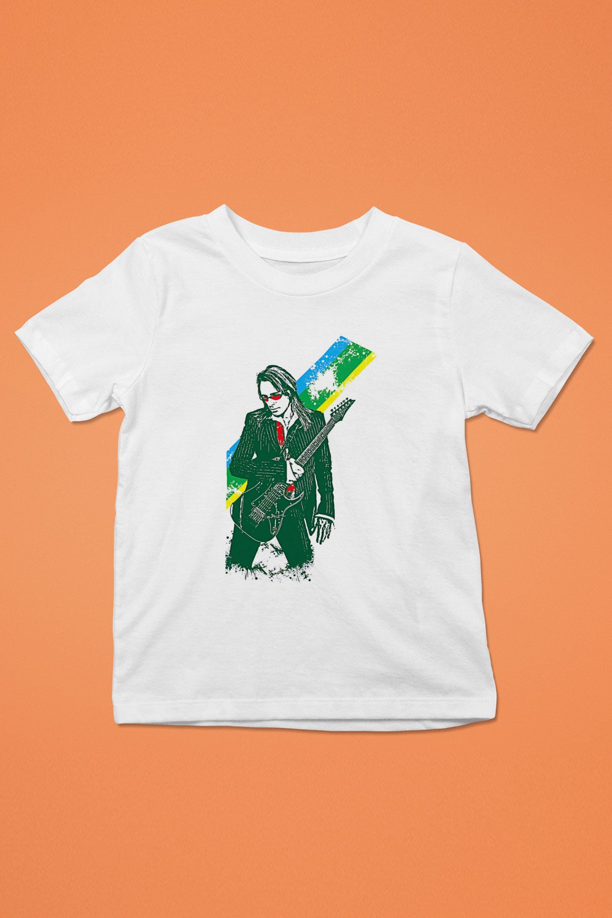 Steve Vai Baskılı Beyaz Unisex Beyaz Çocuk Tişört - Tshirt