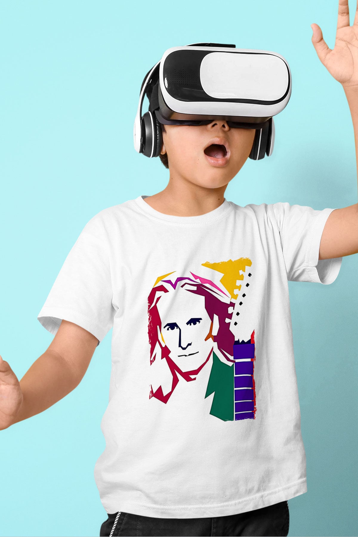 Steve Vai Baskılı Beyaz Unisex Beyaz Çocuk Tişört - Tshirt