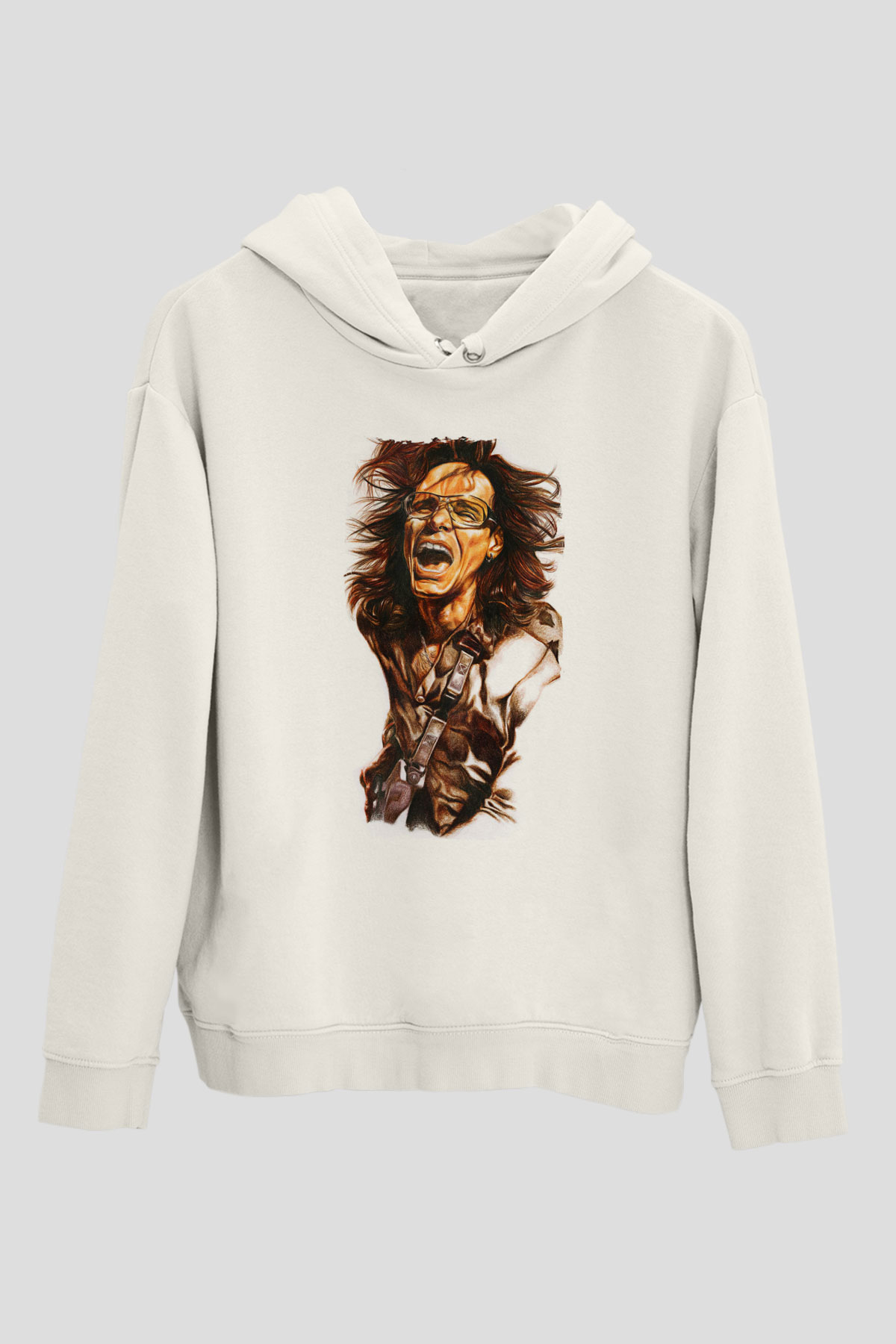 Steve Vai Baskılı Beyaz Unisex Kapüşonlu Sweatshirt