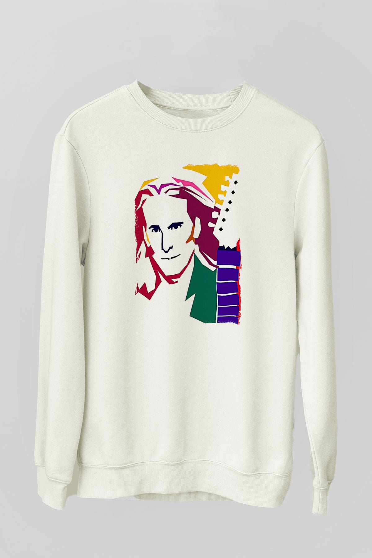 Steve Vai Baskılı Beyaz Unisex Sweatshirt