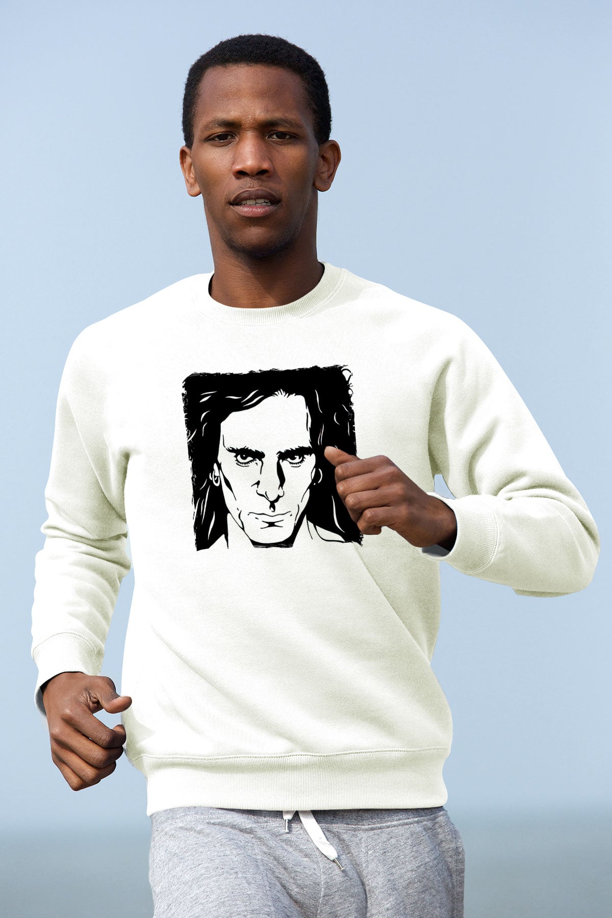 Steve Vai Baskılı Beyaz Unisex Sweatshirt
