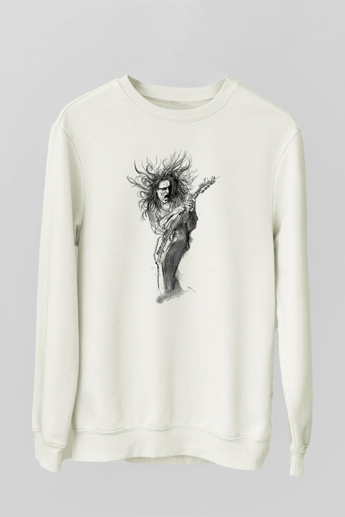 Steve Vai Baskılı Beyaz Unisex Sweatshirt
