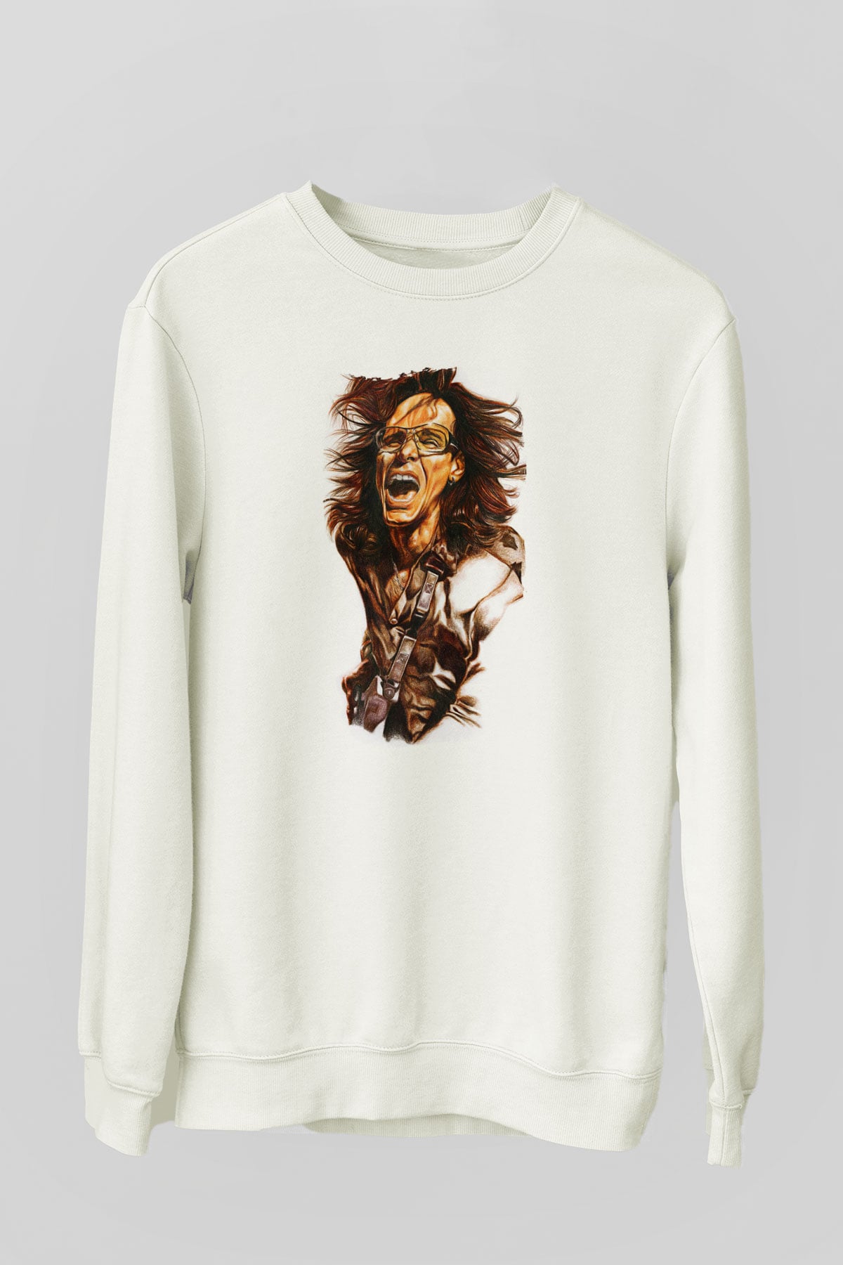 Steve Vai Baskılı Beyaz Unisex Sweatshirt