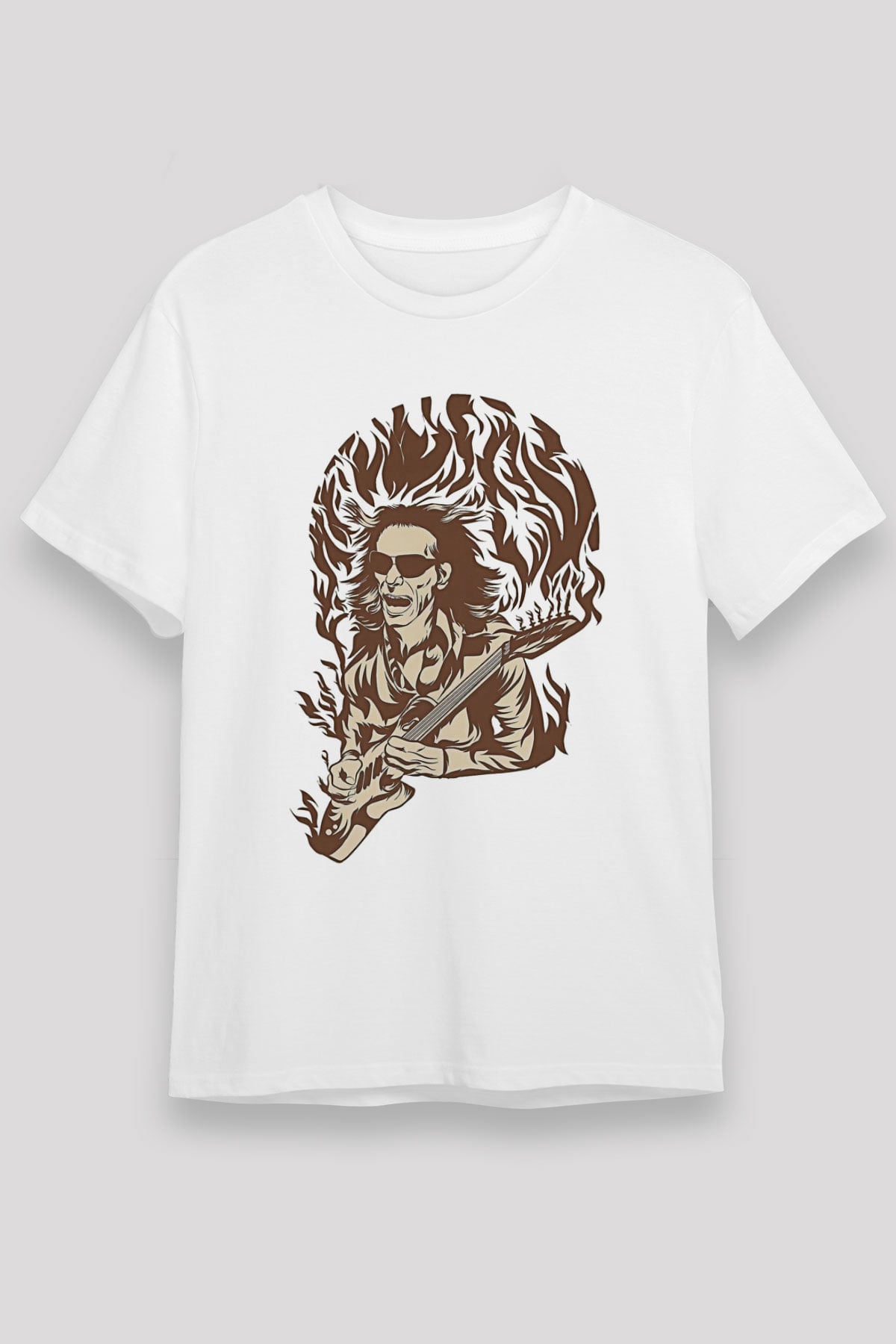 Steve Vai Baskılı Unisex Beyaz Tişört - Tshirt