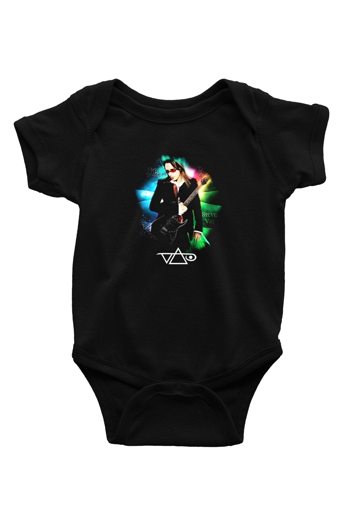 Steve Vai Baskılı Unisex Siyah Bebek Body - Zıbın