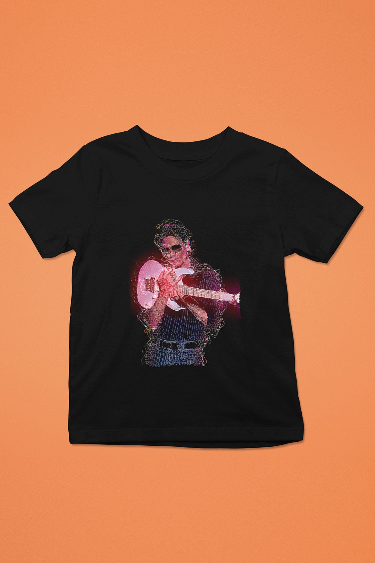 Steve Vai Baskılı Unisex Siyah Çocuk Tişört - Tshirt