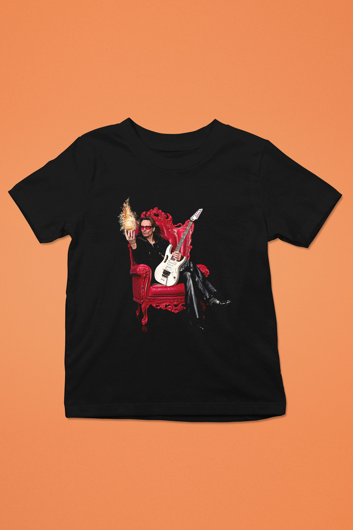 Steve Vai Baskılı Unisex Siyah Çocuk Tişört - Tshirt
