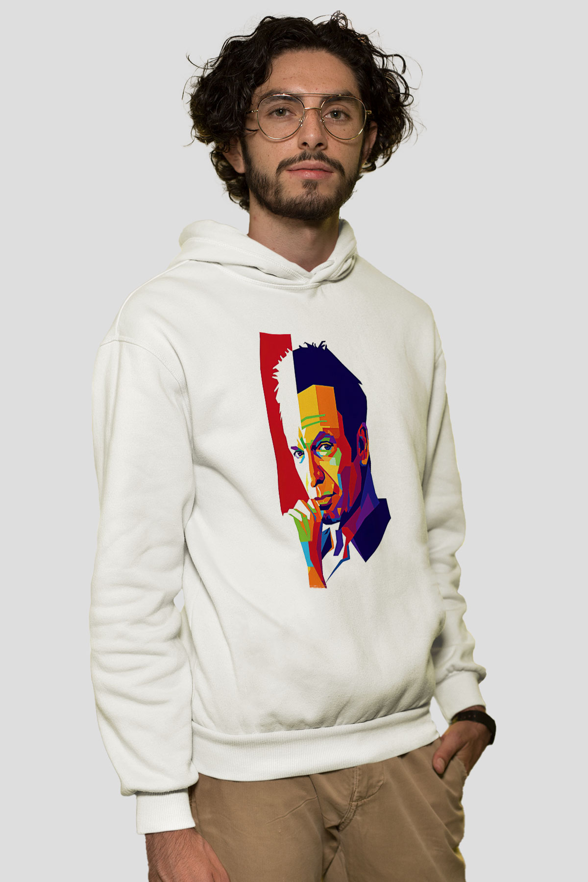 Sting Baskılı Beyaz Unisex Kapüşonlu Sweatshirt
