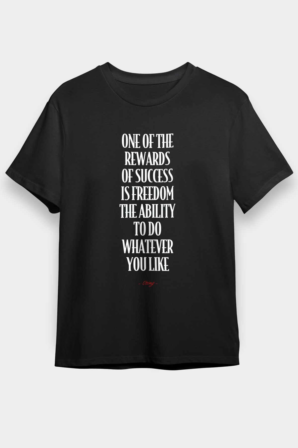 Sting Baskılı Unisex Siyah Tişört - Tshirt