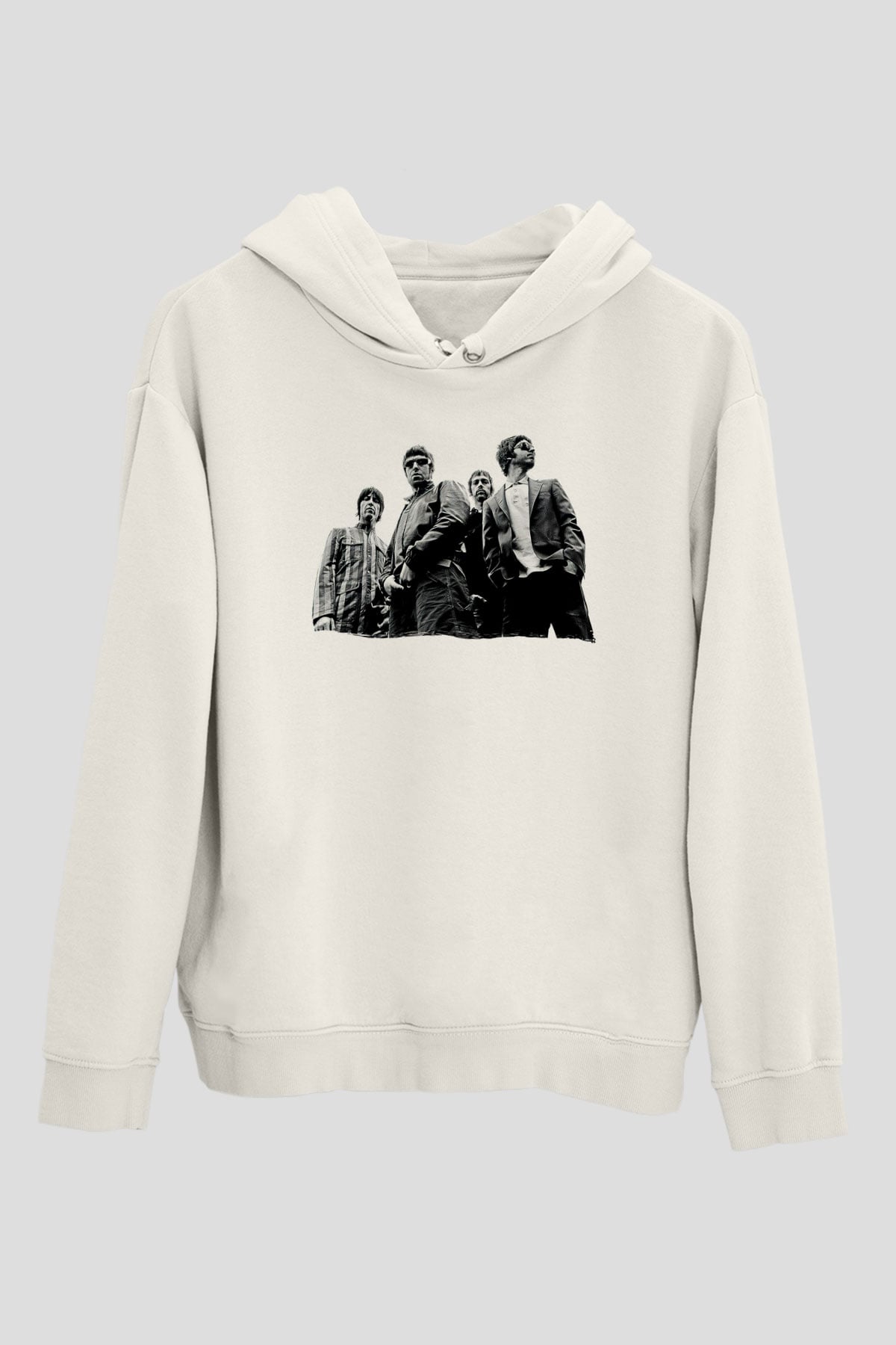 Stone Roses Baskılı Beyaz Unisex Kapüşonlu Sweatshirt