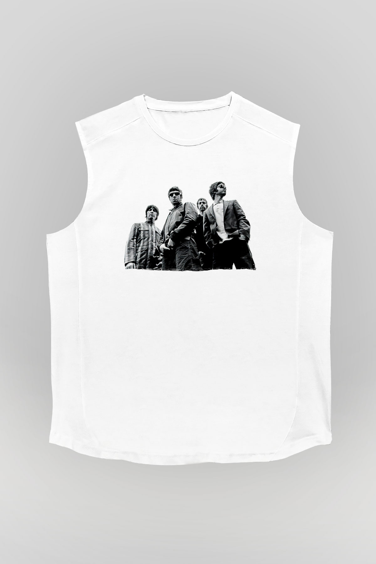 Stone Roses Baskılı Beyaz Unisex Kolsuz Tişört - Tshirt