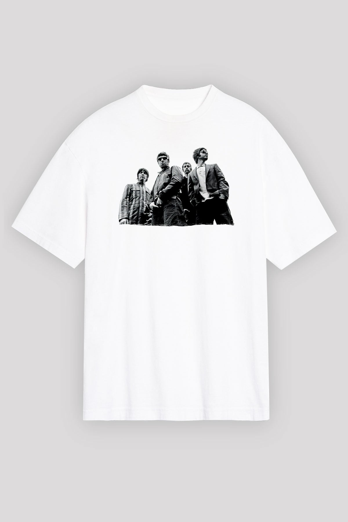 Stone Roses Baskılı Beyaz Unisex Oversize Tişört - Tshirt