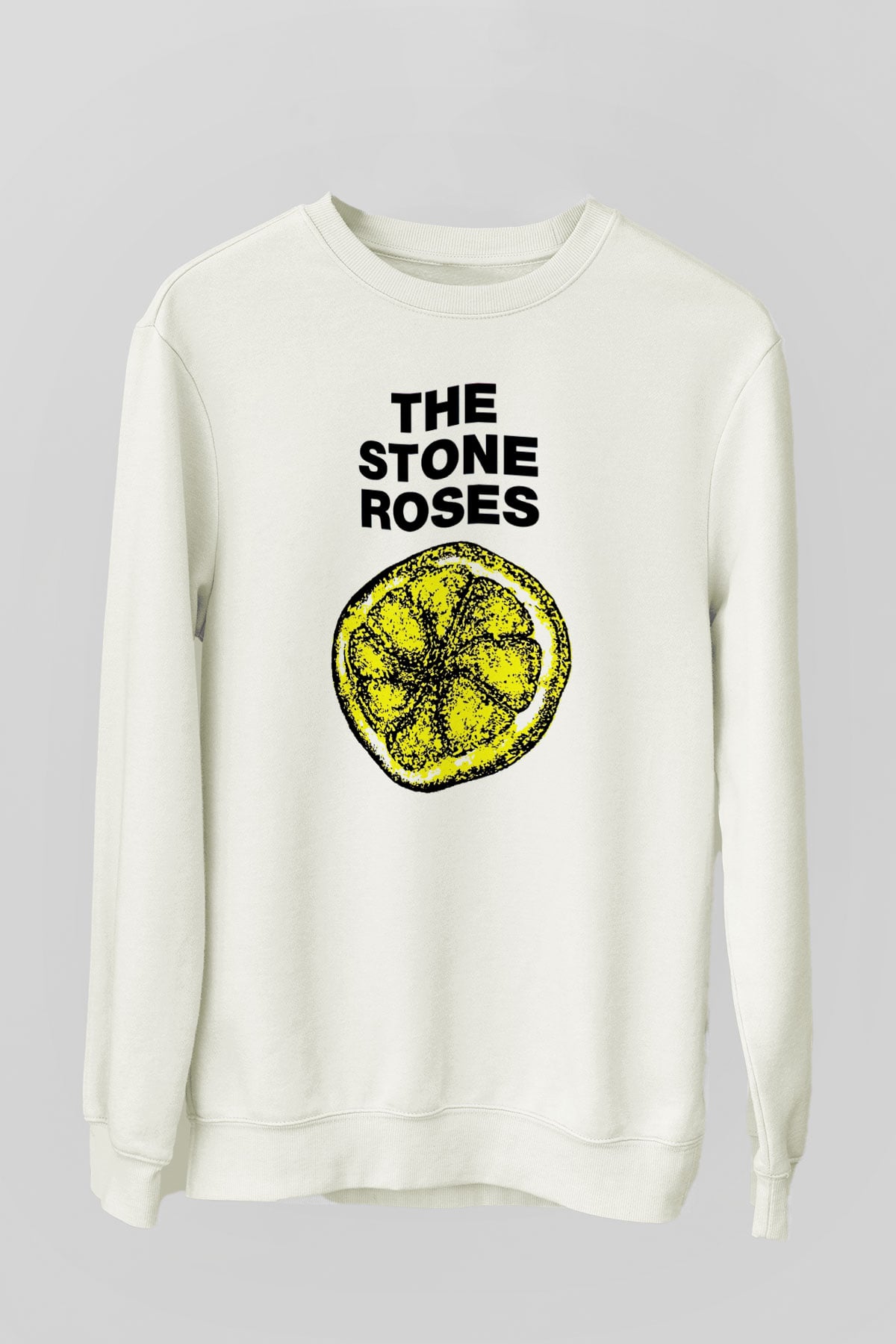 Stone Roses Baskılı Beyaz Unisex Sweatshirt