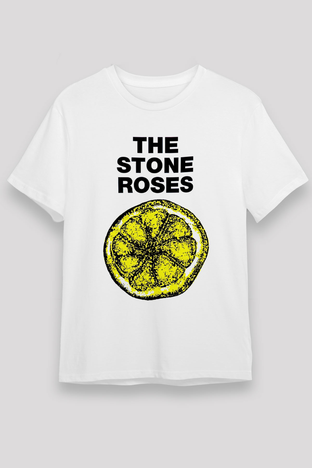Stone Roses Baskılı Unisex Beyaz Tişört - Tshirt