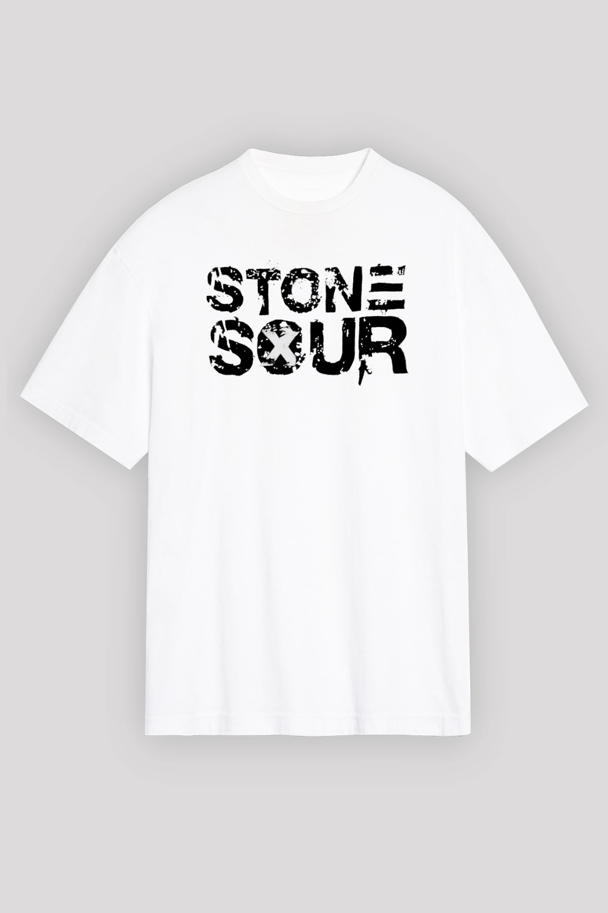 Stone Sour Beyaz Unisex Oversize Tişört T-Shirt - Oversize Tişört Fabrikası