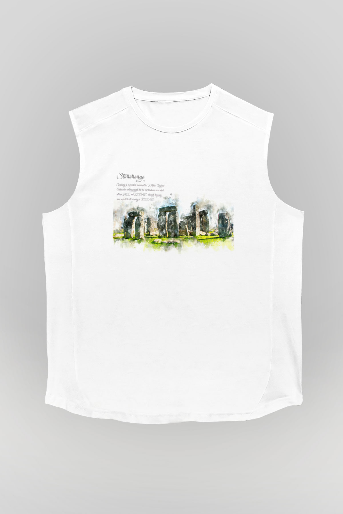 Stonehenge Beyaz Unisex Kolsuz Tişört