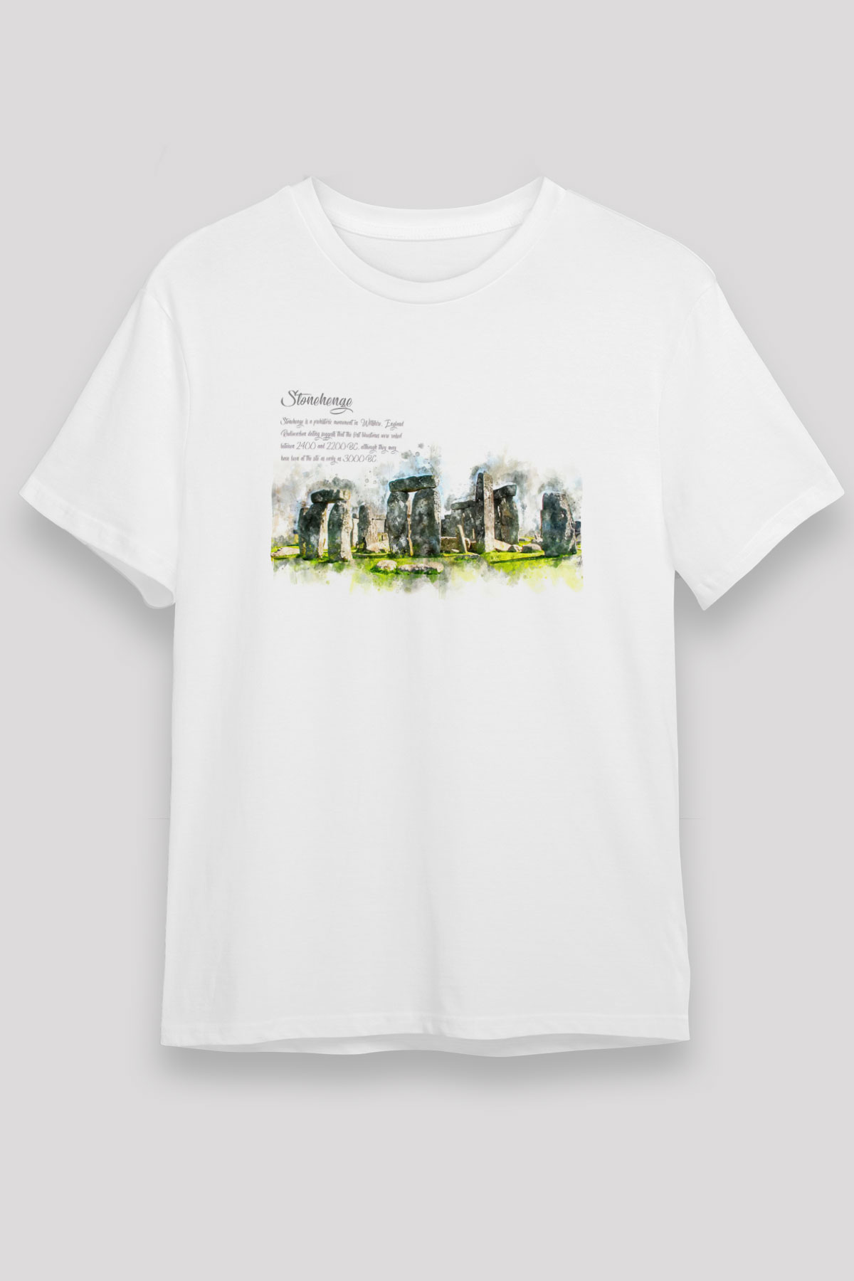 Stonehenge Beyaz Unisex Tişört T-Shirt - TişörtFabrikası