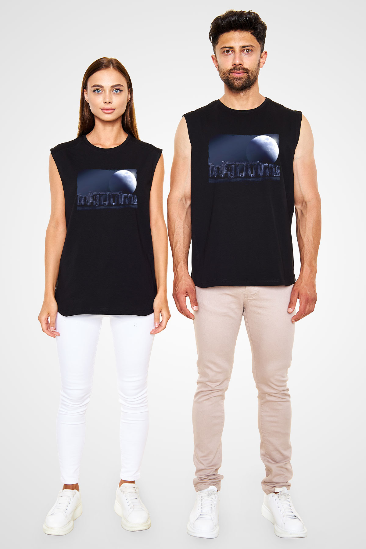 Stonehenge Siyah Unisex Kolsuz Tişört