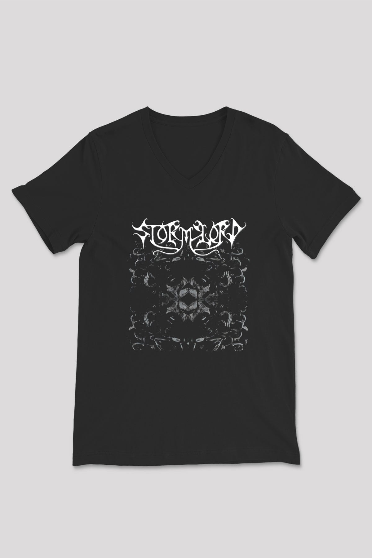 Stormlord Baskılı Unisex Siyah V Yaka Tişört - Tshirt