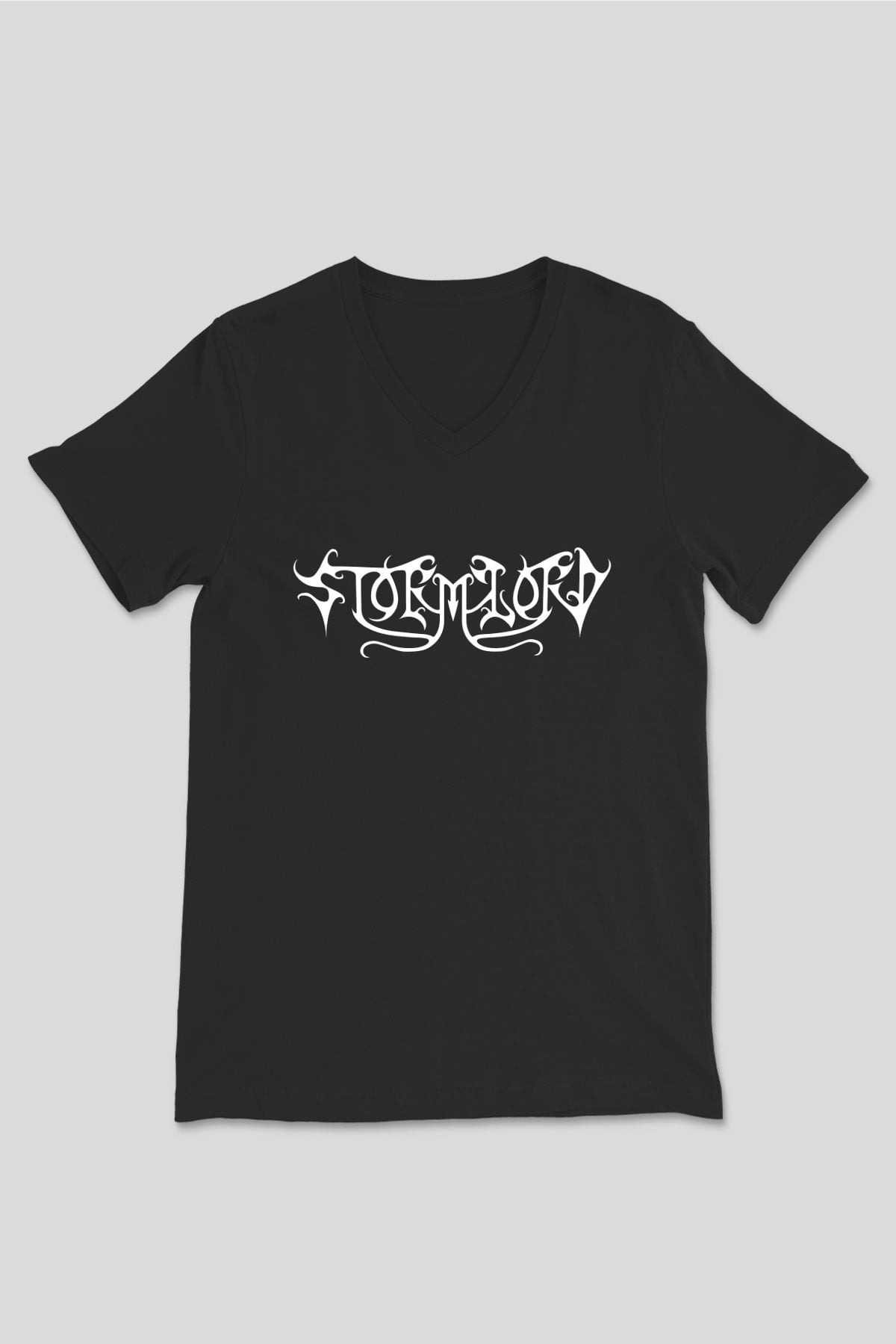 Stormlord Baskılı Unisex Siyah V Yaka Tişört - Tshirt