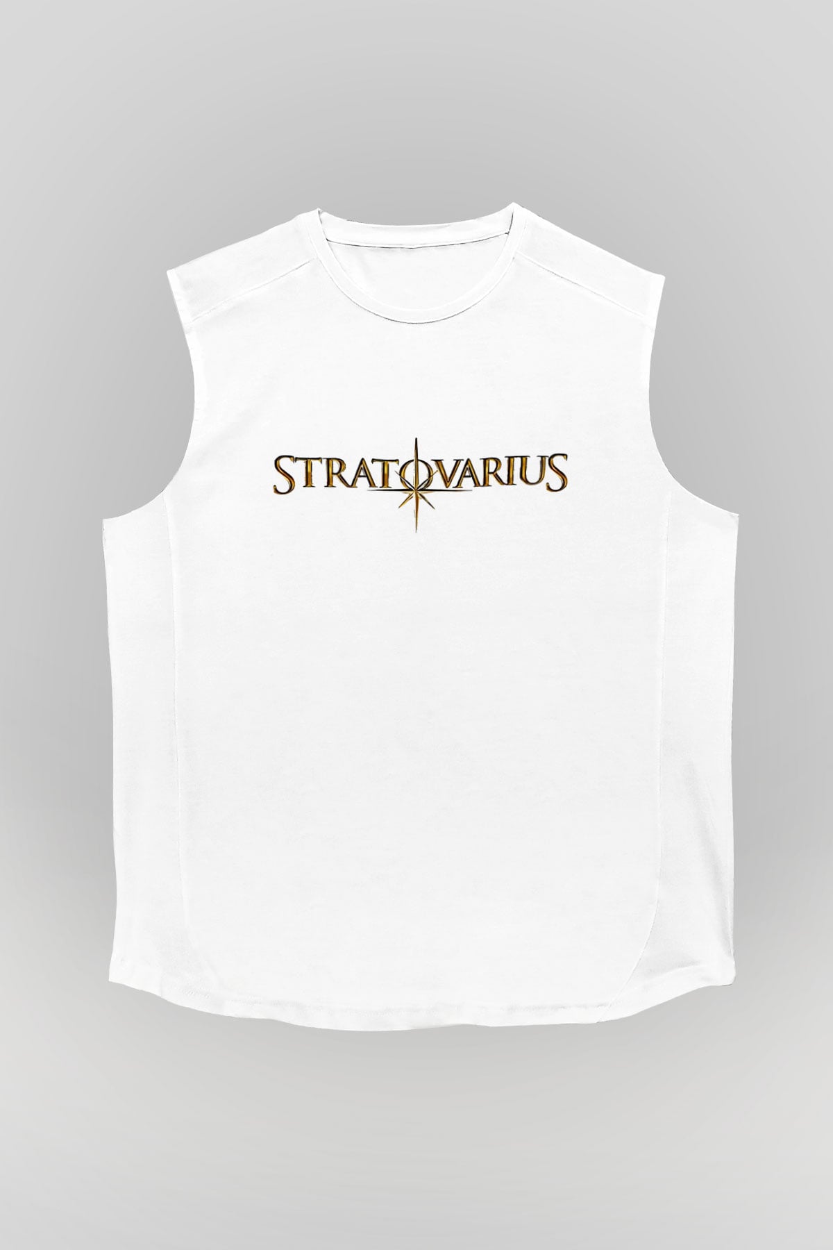 Stratovarius Baskılı Beyaz Unisex Kolsuz Tişört - Tshirt