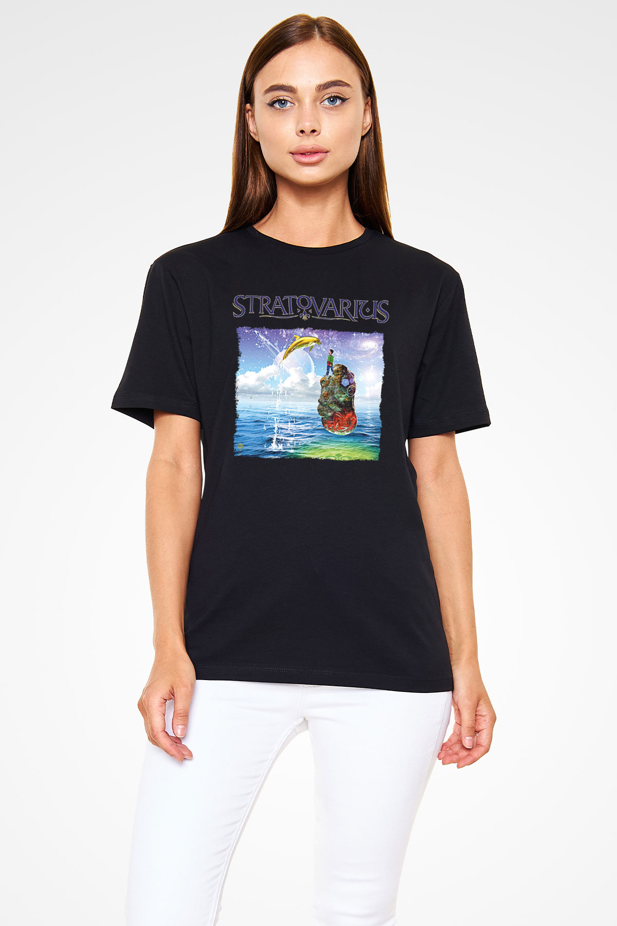 Stratovarius Baskılı Unisex Siyah Tişört - Tshirt