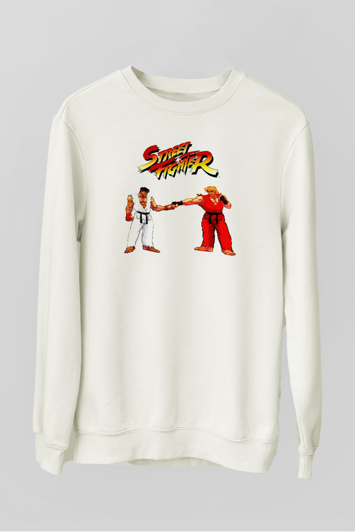 Street Fighter Beyaz Unisex  Sweatshirt
