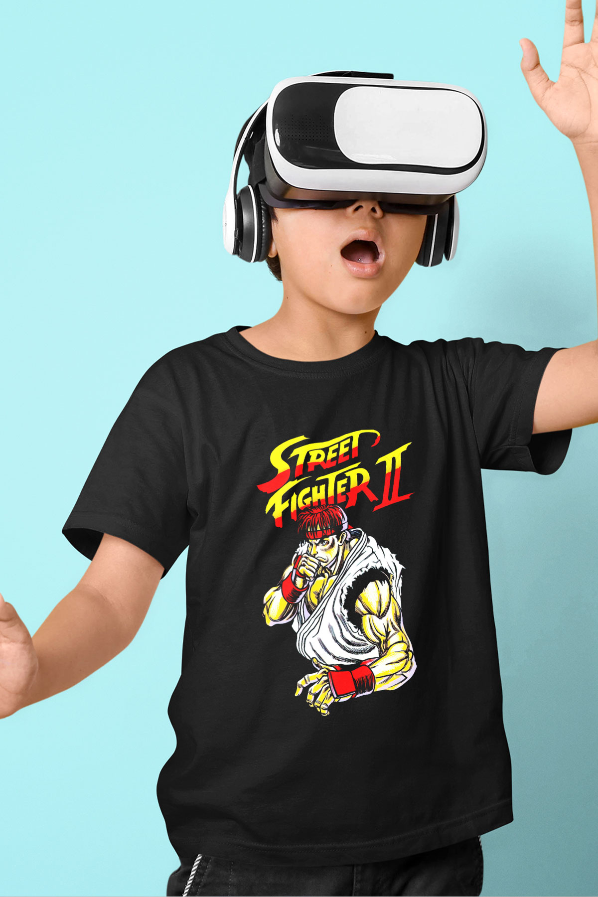 Street Fighter Siyah Unisex  Çocuk Tişört