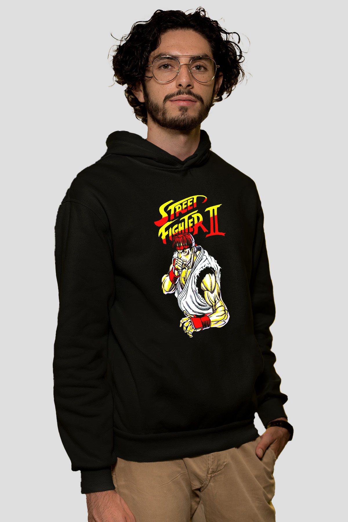 Street Fighter Siyah Unisex Hoodie