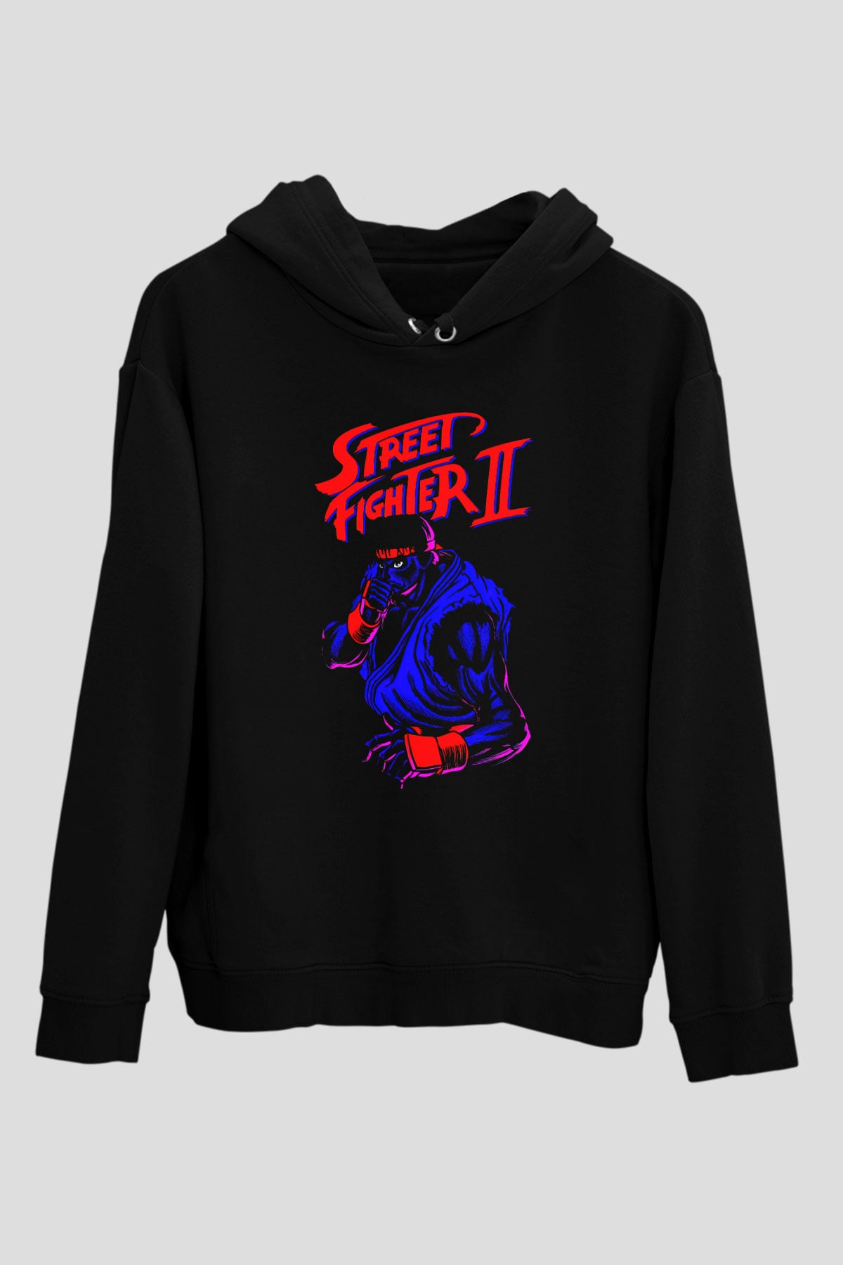 Street Fighter Siyah Unisex Hoodie