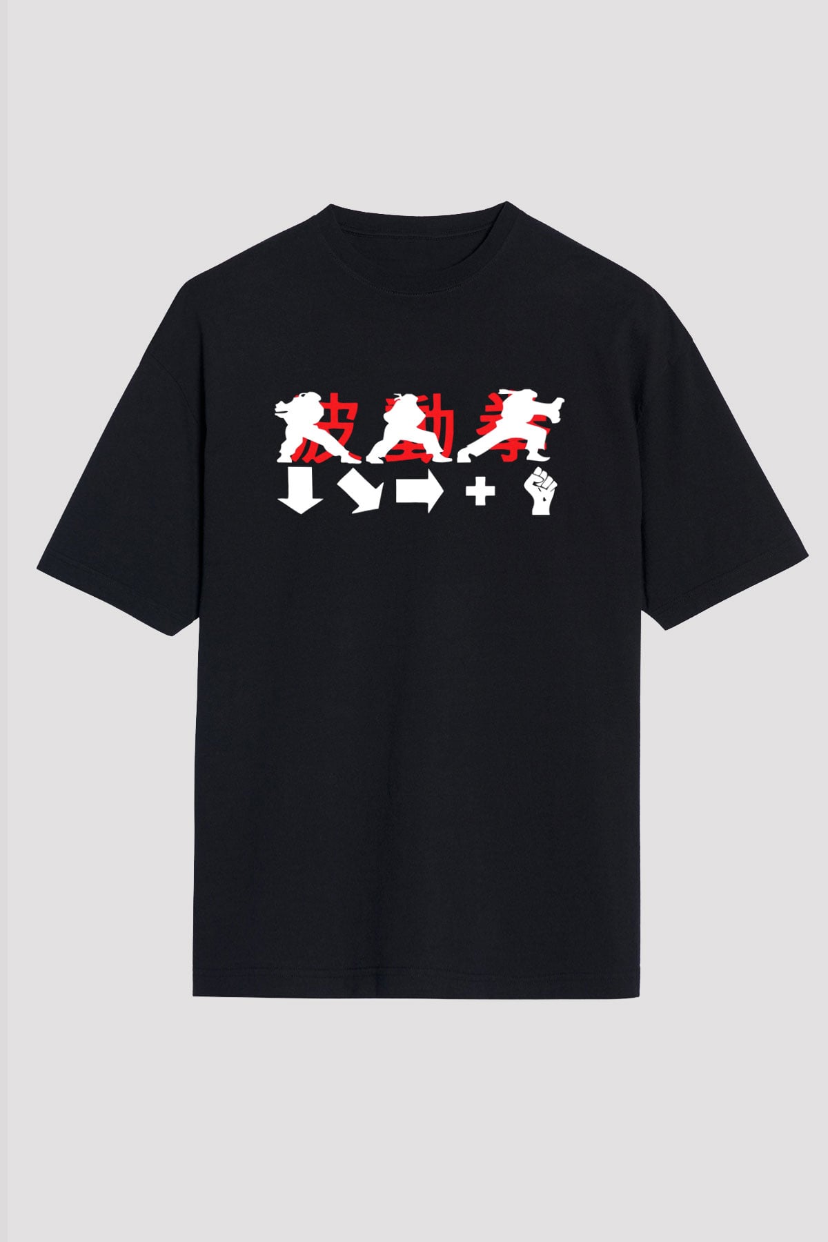 Street Fighter Siyah Unisex Oversize Tişört