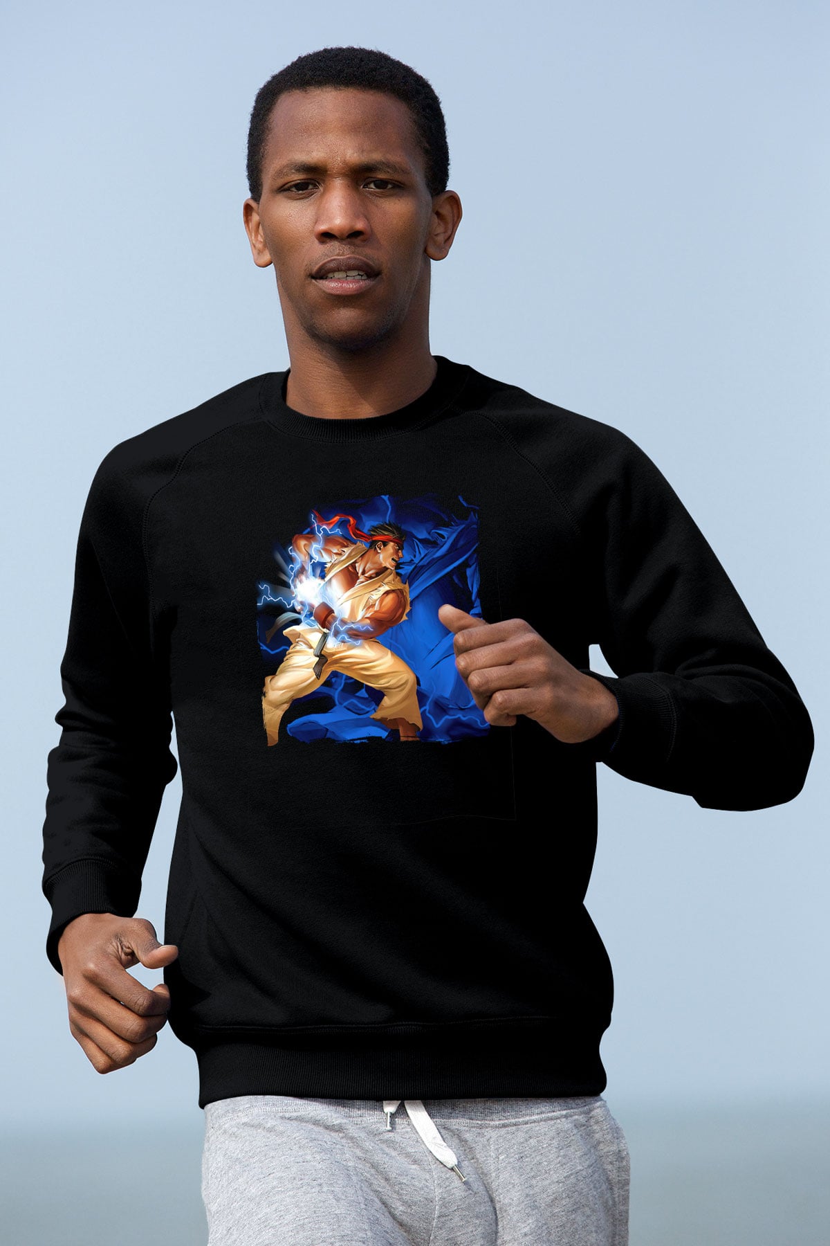 Street Fighter Siyah Unisex Sweatshirt