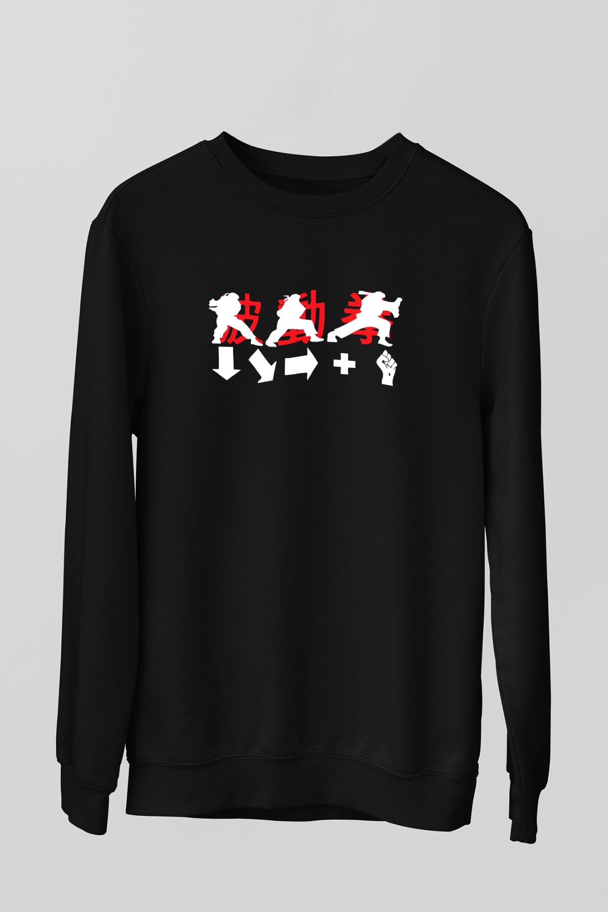 Street Fighter Siyah Unisex Sweatshirt