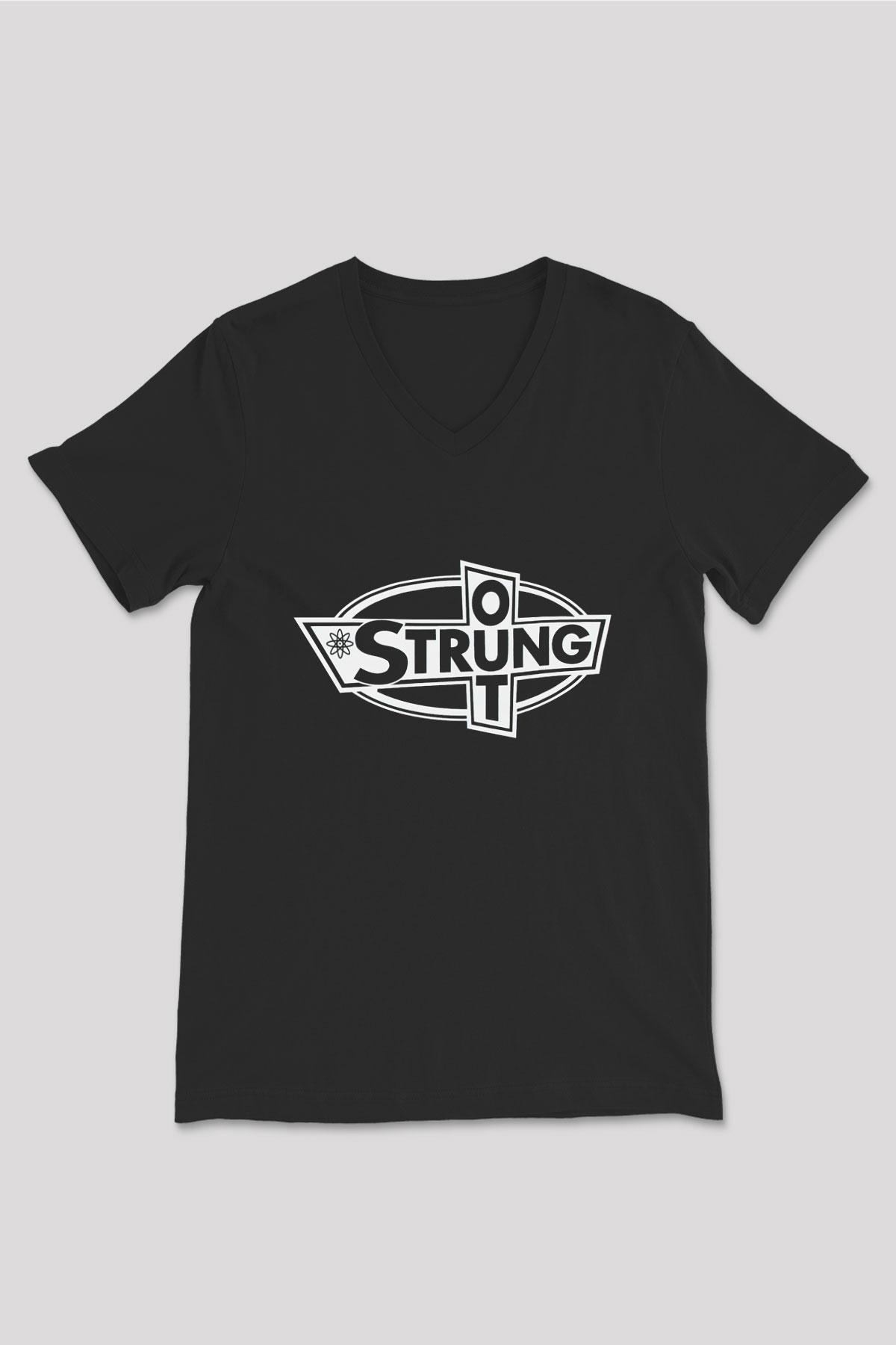 Strung Out Siyah Unisex V Yaka Tişört T-Shirt